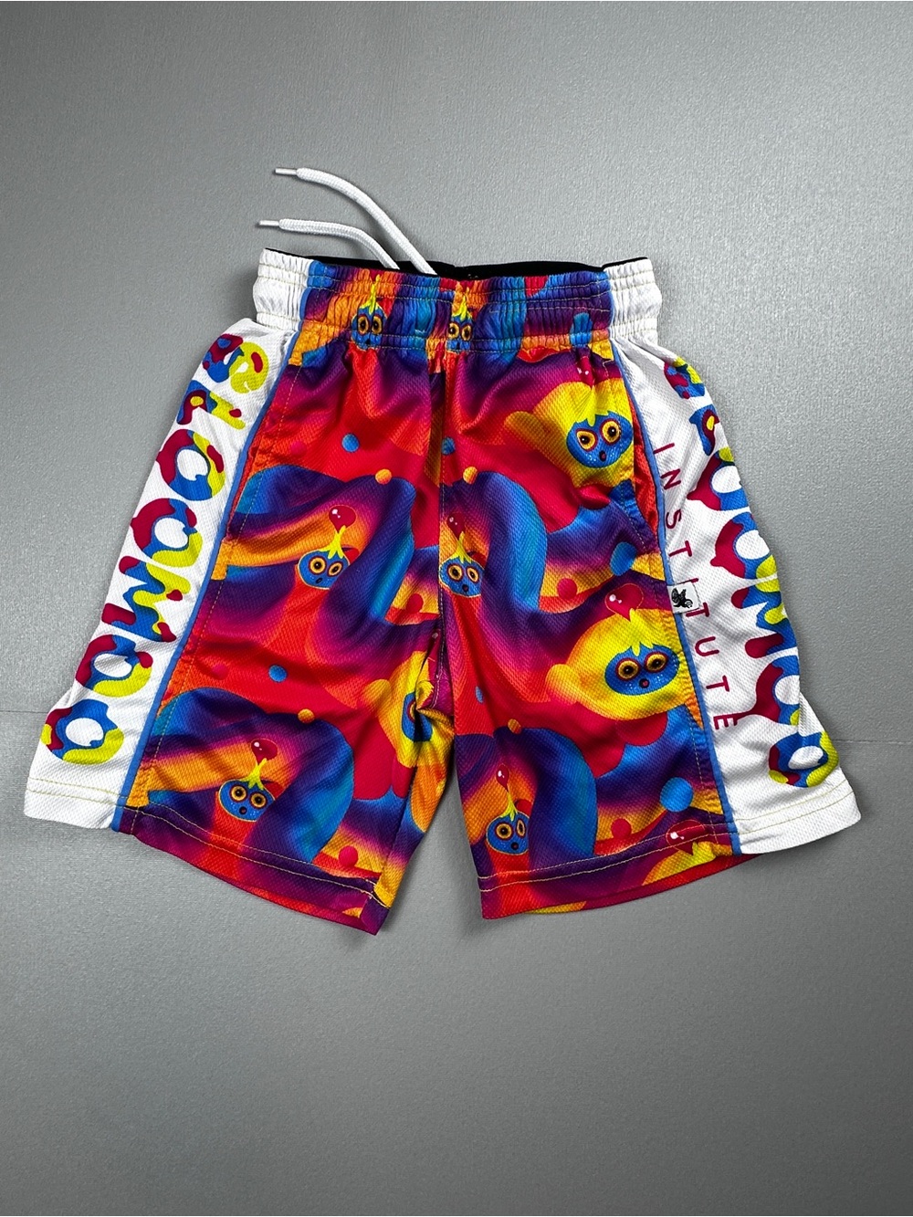 Flow Society Youth XS Colorful Basketball Shorts Owl Graphic Drawstring Athletic